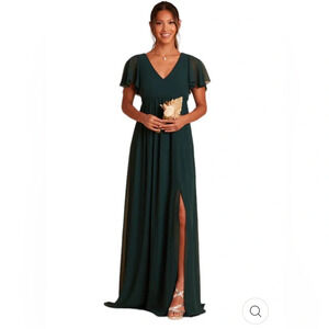 Birdy Grey Hannah Emerald Green Empire Dress Size XS Bridesmaid Event Pockets